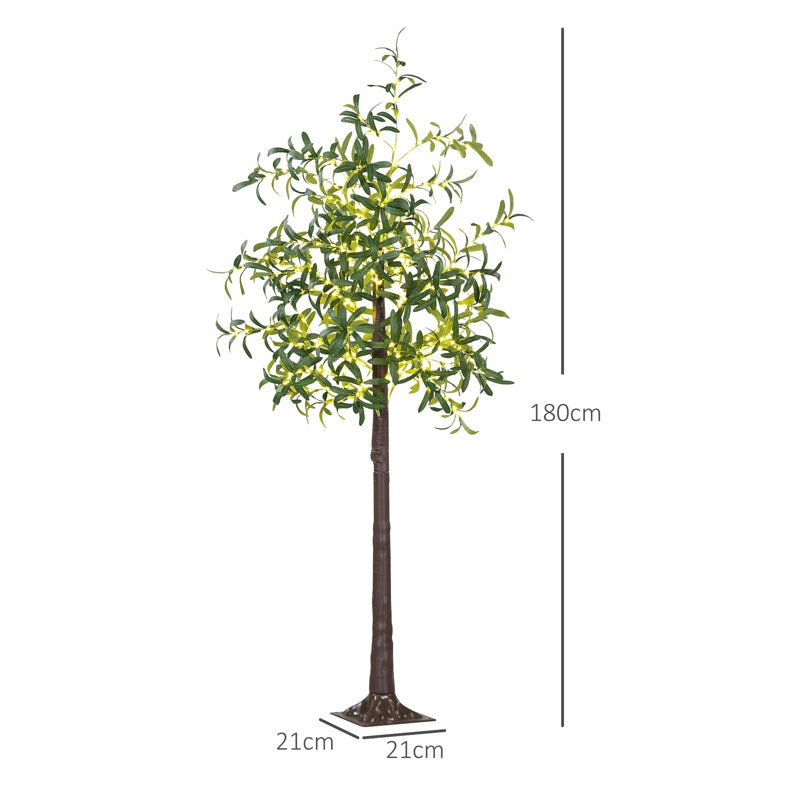 HOMCOM 300 LED Light Decorative Artificial Olive Tree - Green