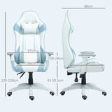 HOMCOM Faux Leather Colour Block Gaming Chair, with 135 Reclining Back - Blue/White
