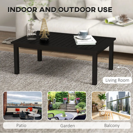Outsunny 100cm x 60cm Aluminium Outdoor Coffee Table - Black