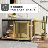PawHut Dog Crate Furniture with Sliding Door for XL Dogs, Brown