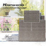 Outsunny 5 Piece Rattan Garden Furniture Set with Storage Table, Footstools, Cushions, Dark Grey