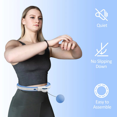 SPORTNOW Smart Weighted Hula Hoop, Massage Hula Ring w/ 16 Detachable Knots, 360 Auto-Rotating Ball, Digital Counter Light Blue