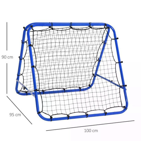 HOMCOM Double Sided Football Rebounder Net, Football Rebound Goal with Five Adjustable Angles, Blue