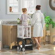 AIYAPLAY Toddler Step Stool, 4 in 1 Standing Tower, Foldable Toddler Step with Safety Rail, for Kitchen, Bathroom, Grey