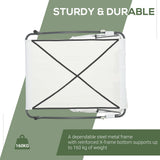 Outsunny Double Sun Lounger with Adjustable Detachable Canopy, Portable Garden Daybed for 2 with Wheels, Outdoor Sunbed Hammock with 2 Pillows, 220 KG Max. Load, White