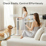 HOMCOM 28dB Tower Fan for Bedroom, 36 inch, 8 m/s Velocity Standing Cooling Fan with 80 Oscillating, BLDC Motor, 12 Speeds, LED Display, 4 Modes, 12H Timer, Remote Control, White