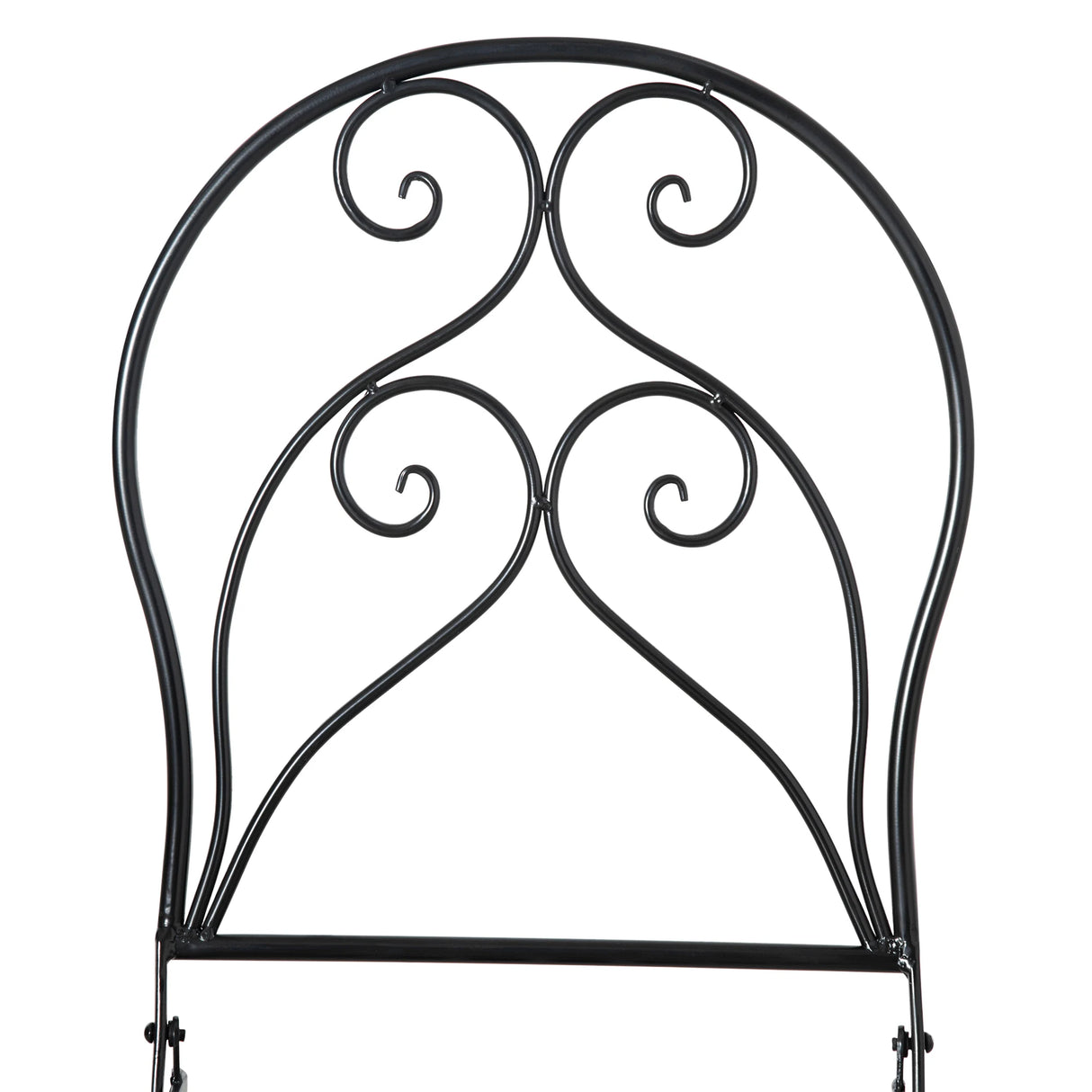 Outsunny 3 Pieces Garden Bistro Set with Coffee Table and 2 Folding Single Chairs, Mosaic Garden Table Top and Seats, Metal Frame, for Patio Balcony, Black