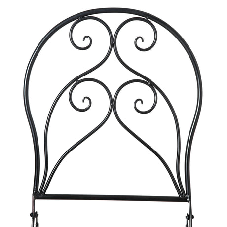 Outsunny 3 Pieces Garden Bistro Set with Coffee Table and 2 Folding Single Chairs, Mosaic Garden Table Top and Seats, Metal Frame, for Patio Balcony, Black