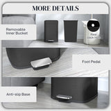 HOMCOM 12L Modern Boxy Metal Home Kitchen Bin - Black