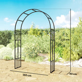Outsunny Steel Garden Arch, 2.2m High x 1.5m Wide Metal Garden Trellis for Climbing Plants Roses Wisteria Vines, Outdoor Wedding Arch for Bridal Party Ceremony Decoration, Black