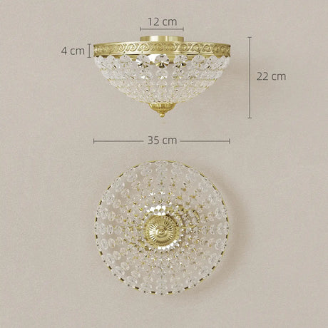 HOMCOM Crystal Chandelier Ceiling Light with 168 Octagonal Beads, Vintage 2-Light Flush Mount Ceiling Light for Living Room, Bedroom, Hallway, Dining Room, Gold Tone