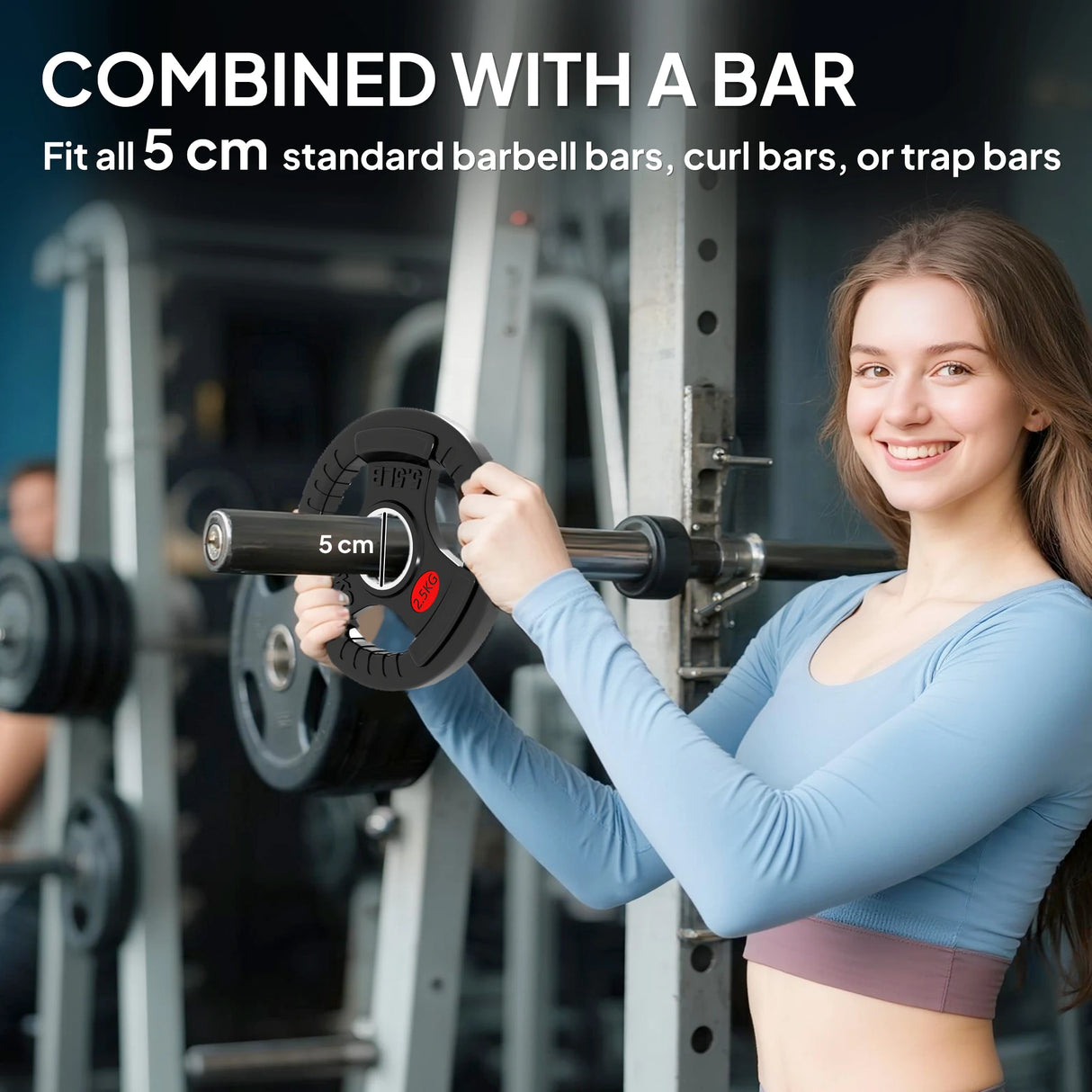 SPORTNOW Olympic Weight Plates, 2"/5cm Weight Disc Pair with Tri-Grips, 2 x 2.5kg Dumbbell Plates for Weightlifting and Strength Training Home Gym Fitness Workout, Black