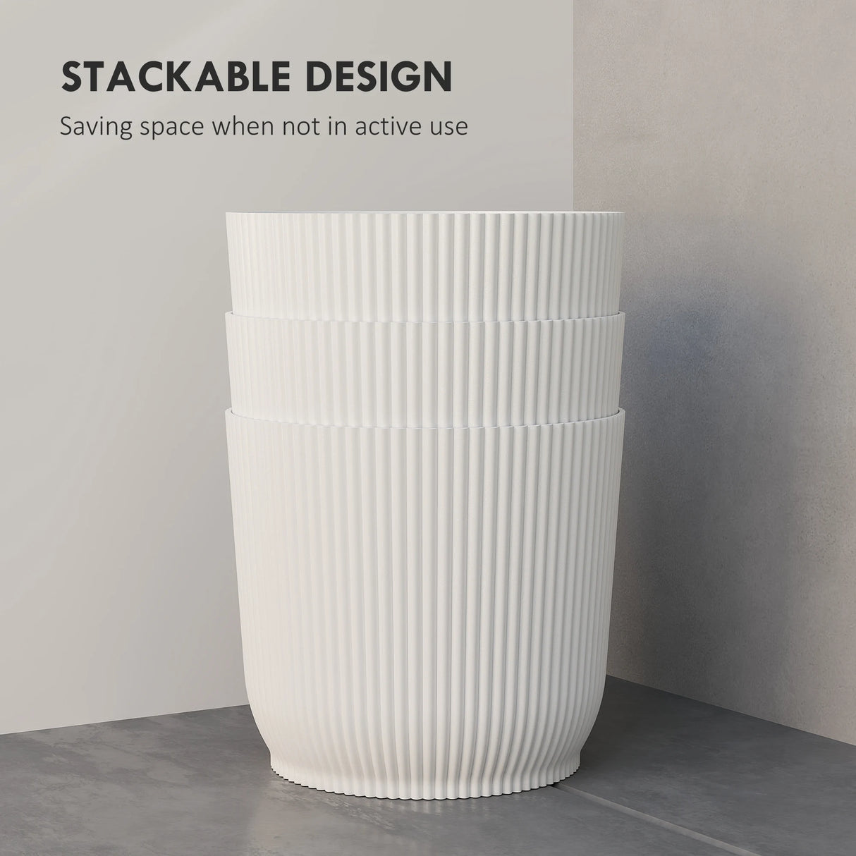 Outsunny Set of Three 22cm Planters - White