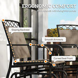 Outsunny Double Outdoor Glider Chair, 2 Seater Patio Rocking Chairs, Swing Bench with Tempered Glass Table, Breathable Mesh Fabric for Backyard, Garden, Porch, Brown