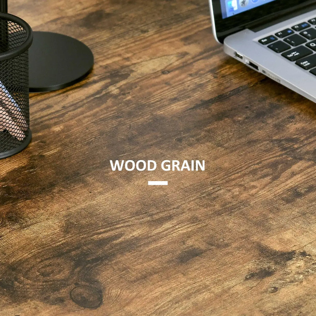 HOMCOM Industrial-Style Work Desk, with Shelves - Brown/Black