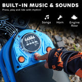 HOMCOM 24V Electric Motorbike with Twist Grip Throttle, Music, Horn, 12" Pneumatic Tyres, 16km/h Max Speed - Blue