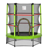 HOMCOM 5.2FT/63 Inch Kids Trampoline with Enclosure Net Steel Frame Indoor Round Bouncer Rebounder Age 3 to 6 Years Old Green