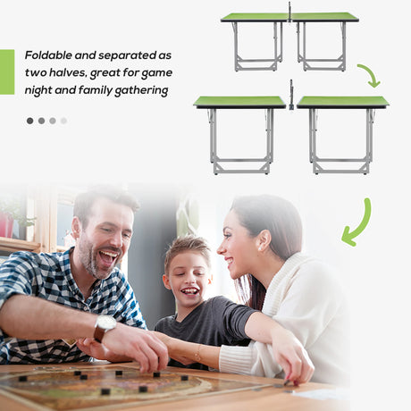 HOMCOM 6ft Table Tennis Table, Ping Pong Table with Net, Foldable and Portable Ping Pong Set for Indoor Outdoor Use, Easy Assemble, Midsize, Green