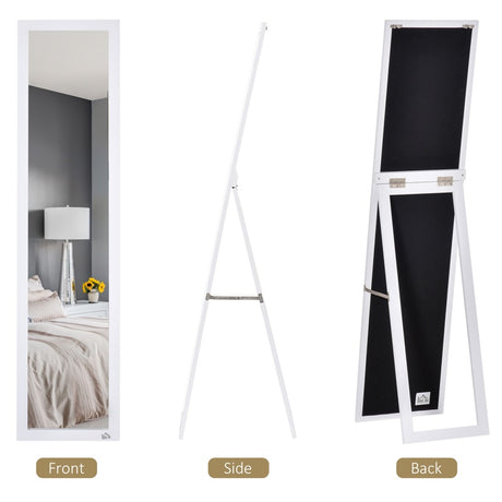 HOMCOM Full Length Mirror for Bedroom, Free Standing Dressing Mirror, Wall Mirror for Living Room, 37 x 154 cm, White