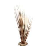 Artificial Grasses In A White Pot With White Feathers - 50cm