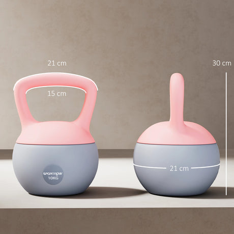 SPORTNOW 10KG Soft Kettlebell, Kettlebell with Non-Slip Handle for Home Gym, Weight Lifting, Strength Training, Pink/Grey