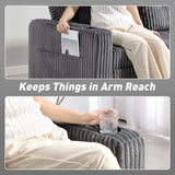 HOMCOM 2 Seater Click Clack Sofa Bed with Pull Out Design, Corduroy Upholstery - Charcoal Grey