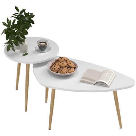 HOMCOM Set of Two Scandinavian-Style Coffee Tables - White