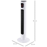 HOMCOM 38'' Freestanding Tower Fan, 3 Speed 3 Mode, 12h Timer, 70 Degree Oscillation, LED Panel, 5M Remote Controller, White