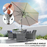 Outsunny 3(m) Tilting Parasol Garden Umbrellas, Outdoor Sun Shade with 8 Ribs, Tilt and Crank Handle for Balcony, Bench, Garden, Light Grey