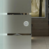 HOMCOM 90cm Sliding Glass Door with Hardware Track Kit, Frosted Tempered Glass with Stripe Pattern, Round Handle