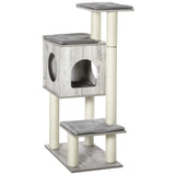PawHut Cat Tree for Indoor Large Cats 113cm Kitten Tower Condo Jute Scratching Post Kitten Play House Activity Center Furniture