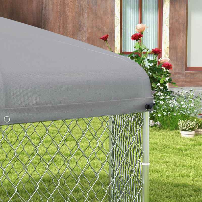 PawHut Dog Kennel and Run with Lockable Door, for Garden, Patio, Terrace, Large Dogs, 2.1 x 1.85 x 1.5m