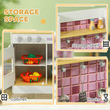 AIYAPLAY Kids Play Kitchen, Pretend Play Kitchen with Realistic Oven, Stove, Sink, Kitchen Accessories, White