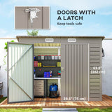 Outsunny 3.7 x 7.9ft Galvanised Steel Shed, with Latched Door and Padlock - Light Grey