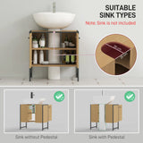 HOMCOM Bathroom Vanity Unit, Under Sink Storage Cabinet with Soft-Close Doors for Basin without or with Pedestal, Natural