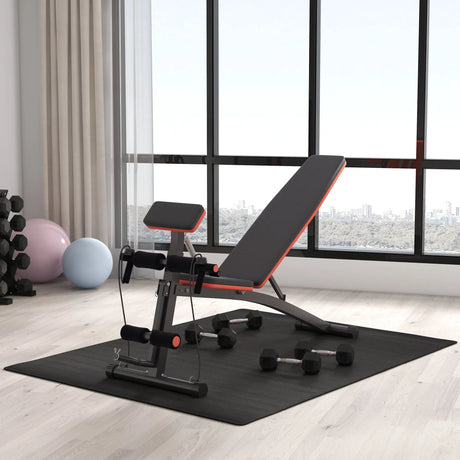 HOMCOM Foldable Weight Bench, Adjustable Strength Training Sit Up Ab Bench, Incline/Decline, Red