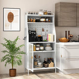 Mobile 2 Doors Food Pantry Cupboard Storage Cabinet with Wheels-White