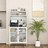 Mobile 2 Doors Food Pantry Cupboard Storage Cabinet with Wheels-White