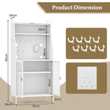 Mobile 2 Doors Food Pantry Cupboard Storage Cabinet with Wheels-White