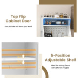 Mobile 2 Doors Food Pantry Cupboard Storage Cabinet with Wheels-White