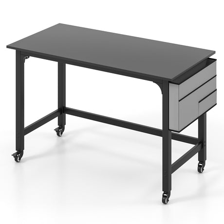 120cm Mobile Computer Desk with Storage Bag and 2 Headphone Hooks-Black