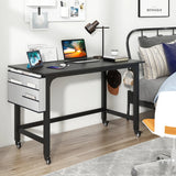 120cm Mobile Computer Desk with Storage Bag and 2 Headphone Hooks-Black