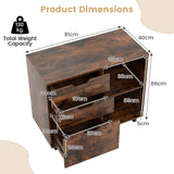3-Drawer File Cabinet with Adjustable Shelf and Wheels for Letter-Rustic Brown