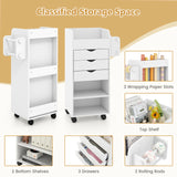 Utility Trolley with Open Shelves and 3 Drawers-White