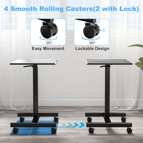 Height Adjustable Rolling Standing Desk-Black