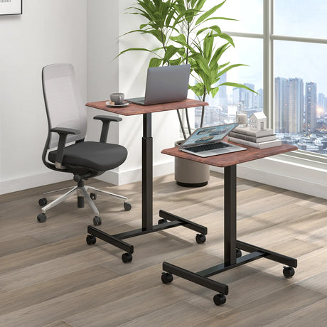 Height Adjustable Rolling Standing Desk-Rustic Brown