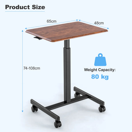 Height Adjustable Rolling Standing Desk-Rustic Brown