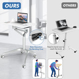 Mobile Standing Laptop Desk with Tablet Holder and 4 Rolling Casters-White