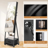 Jewelry Cabinet with Full-Length Mirror-Black
