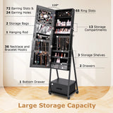 Jewelry Cabinet with Full-Length Mirror-Black